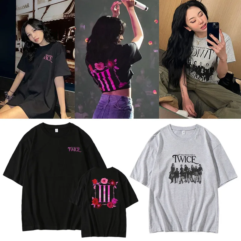 

Корейская модная футболка K-Pop K-pop K-Pop, футболка дважды 4-го мира, милые женские футболки, женская футболка