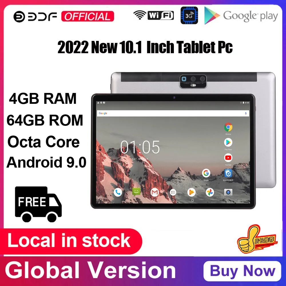 New Tablet Pc 10.1 Inch Android 9.0 Tablets Pc 4GB/64GB Tablet Laptop Bluetooth WiFi GPS Octa Core 3G Network Dual SIM Cards Tab