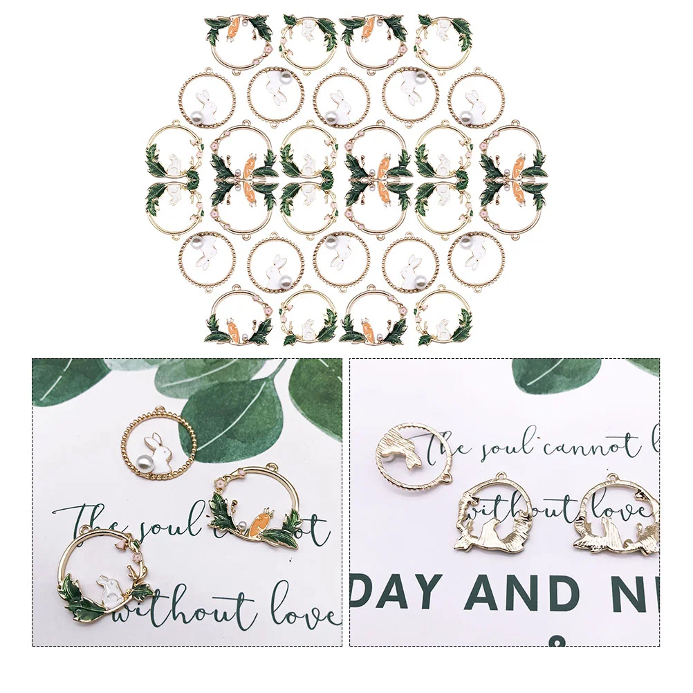 

30pcs Jewelry Making Pendants Rabbit Carrot Wreath Pendants Alloy DIY Earring Charms Pendants