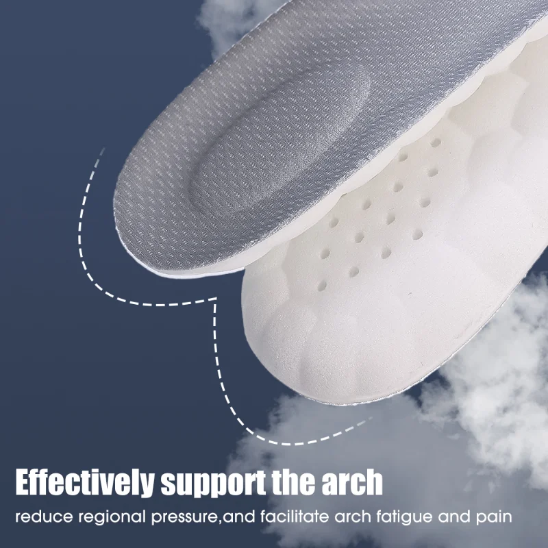 5pairs Breathable Cotton Sport Insoles High Elasticity Shock Absorption Super Soft Shoe Pad Sweat Absorbing Foot Massage Insoles