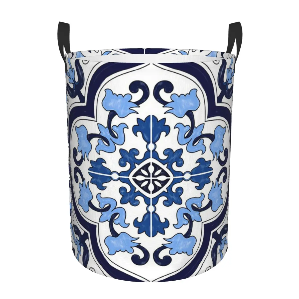 

Синяя декоративная Цветочная средиземноморская Сицилийская плитка, складные корзины для белья, корзина для хранения грязной одежды, Большая водонепроницаемая коробка