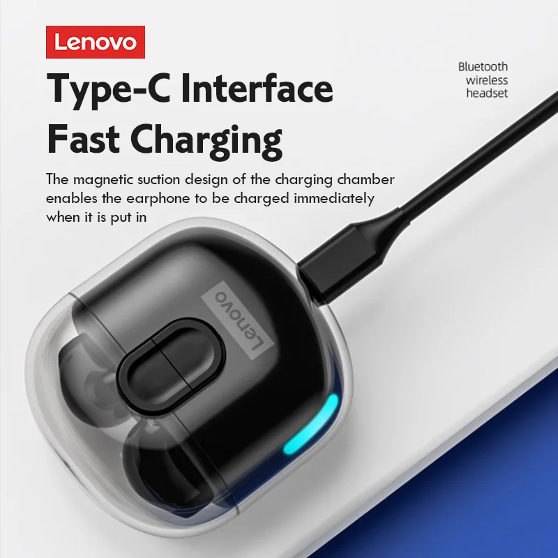 Lenovo Wireless Bluetooth Headphones with Dual Mics ENC Noise Reduction TWS Bluetooth 5.1 Earphones Touch Control Earbuds LP12 enlarge