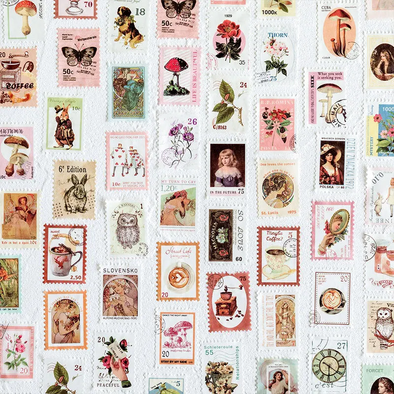 

Vintage Plant Post Office Washi Tapes Stickers Aesthetic Junk Junk Journaling Scrapbook Supplies Diary Notebook Decora Sticker