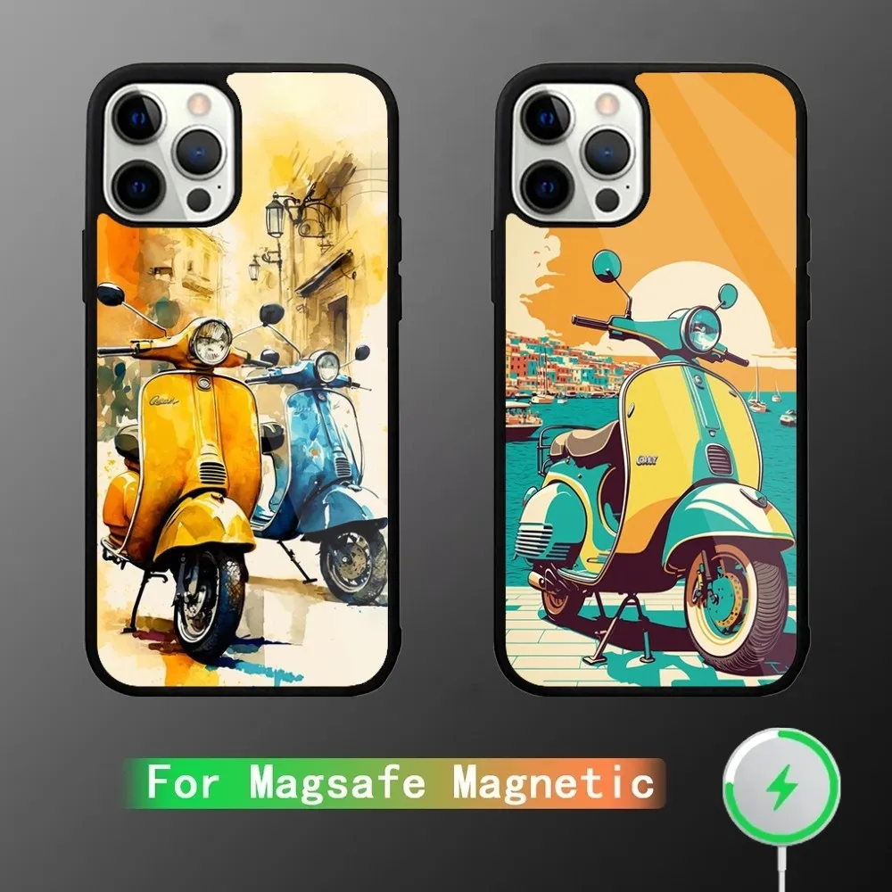 Чехол для телефона V-Vespa S-skoter iPhone 15 14 13 12 11 Plus Pro Max Mini Magsafe с магнитной беспроводной