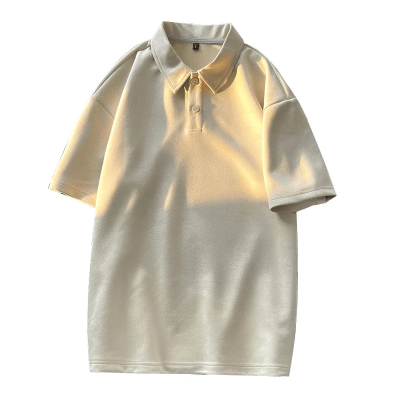 

Men's New Summer T-shirt 2023 Summer New Men's Deerskin Fashion Polo Shirt Solid High Street Polo T-shirt Short Sleeve Youth