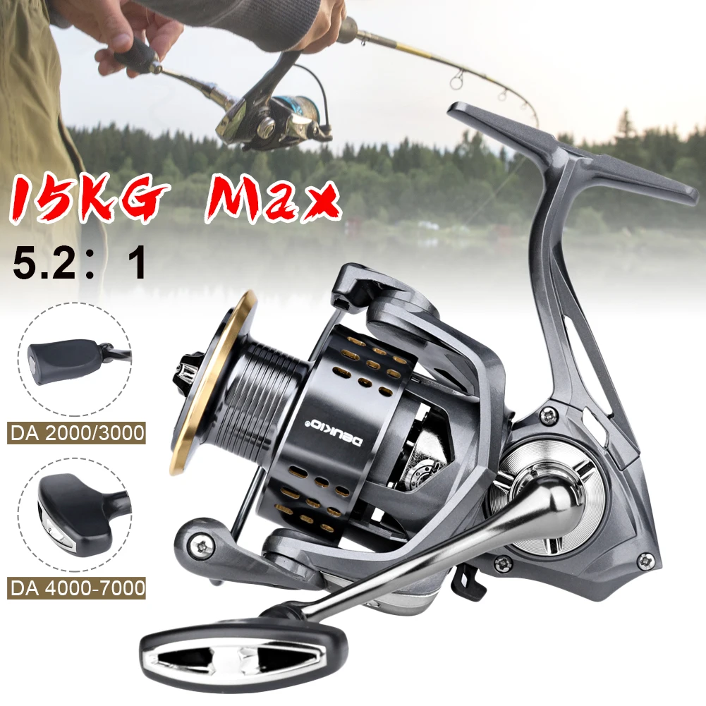 

Spinning Reel AD2000-7000 Sea Rod Fishing Reel Full Metal Rocker 5.2:1 Speed 15kg Max Drag Saltwater Reel For Fishing Tackle 3+1