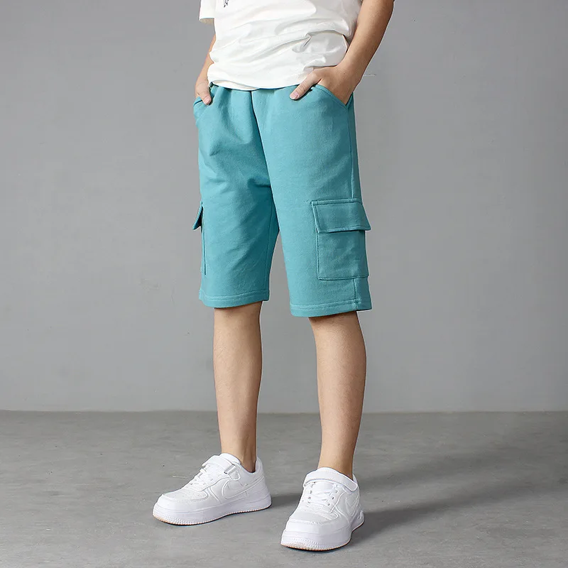 Повседневные пляжные шорты для мальчиков летние детские однотонные с