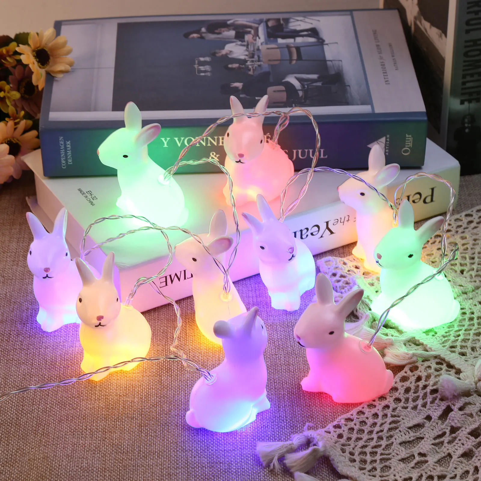 

Easter Bunny String Lights Battery Operated 1.5m 10 LED Rabbit Shaped Fairy Lights for Bedroom Party Birthday Home Decorations