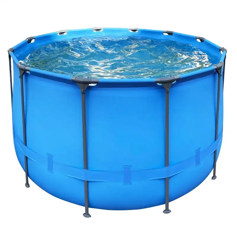 

Круглый синий бассейн с металлическими стенками, 30 дюймов, над землей, с фильтром