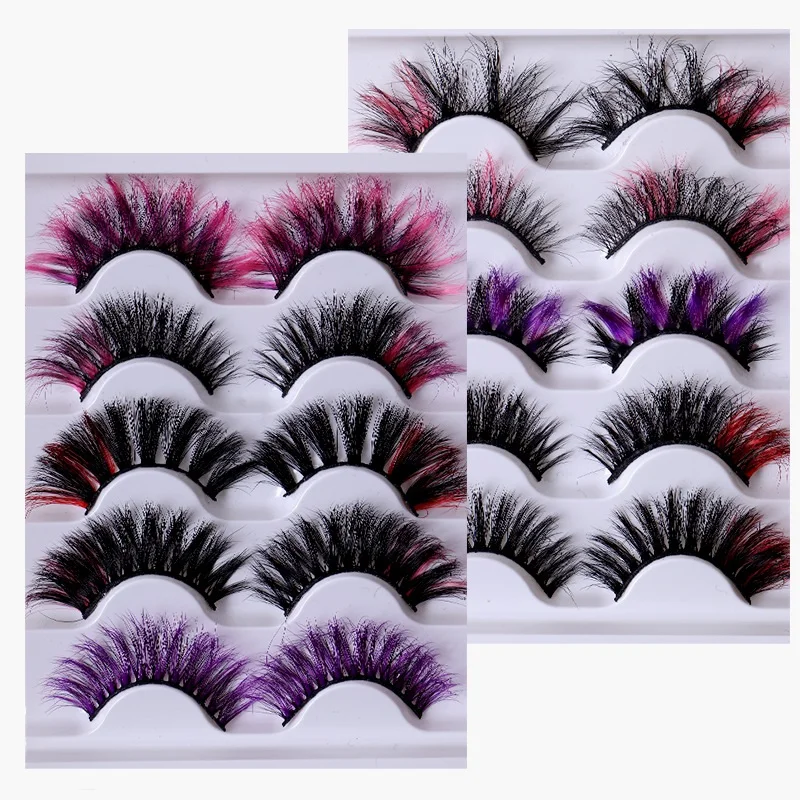 Thick Curly Color Mink False Eyelashes Extensions Soft & Vivid Reusable Hand Made Multilayer 3D Fake Lashes DHL