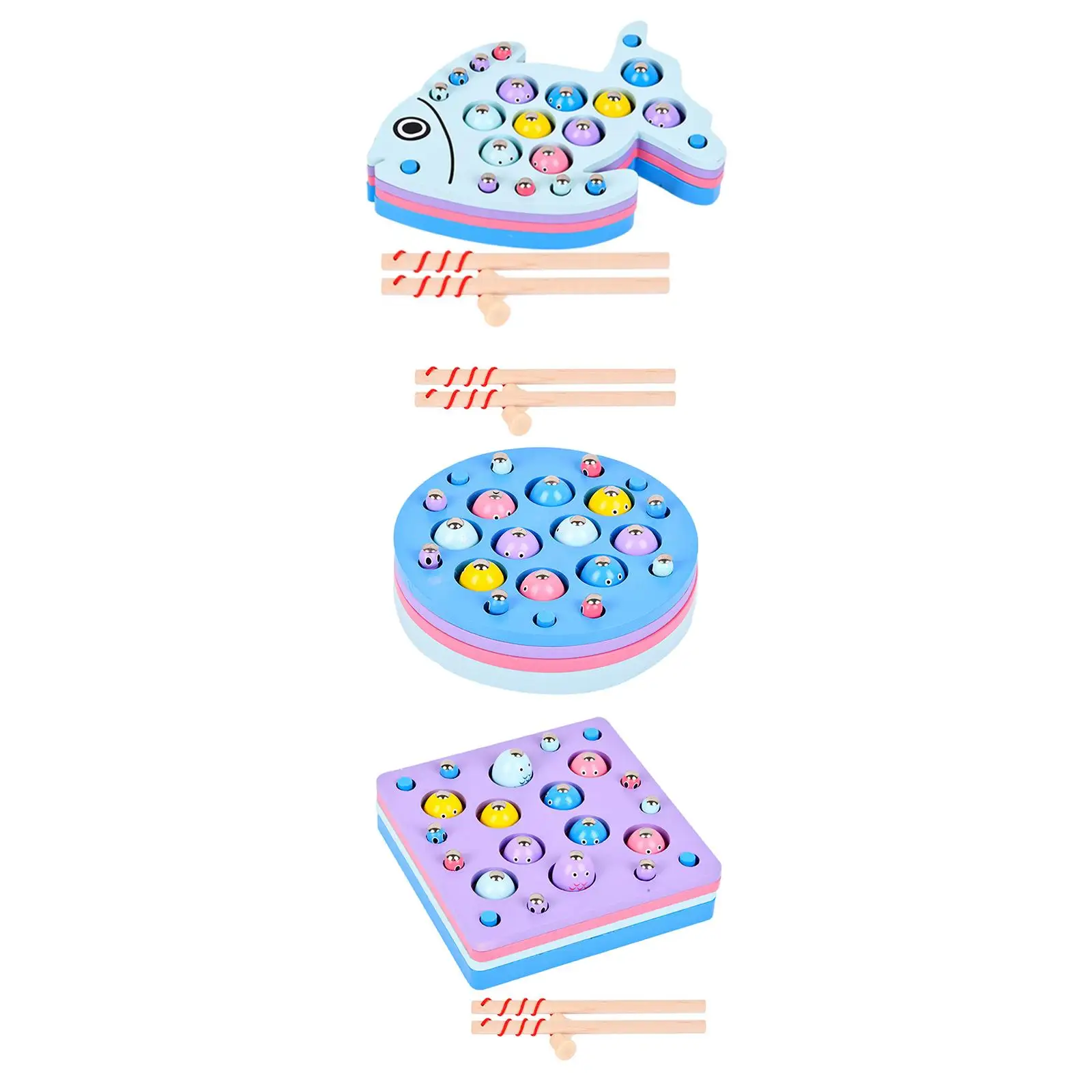 

Montessori Playset Wooden Magnetic Fishing Game for Children