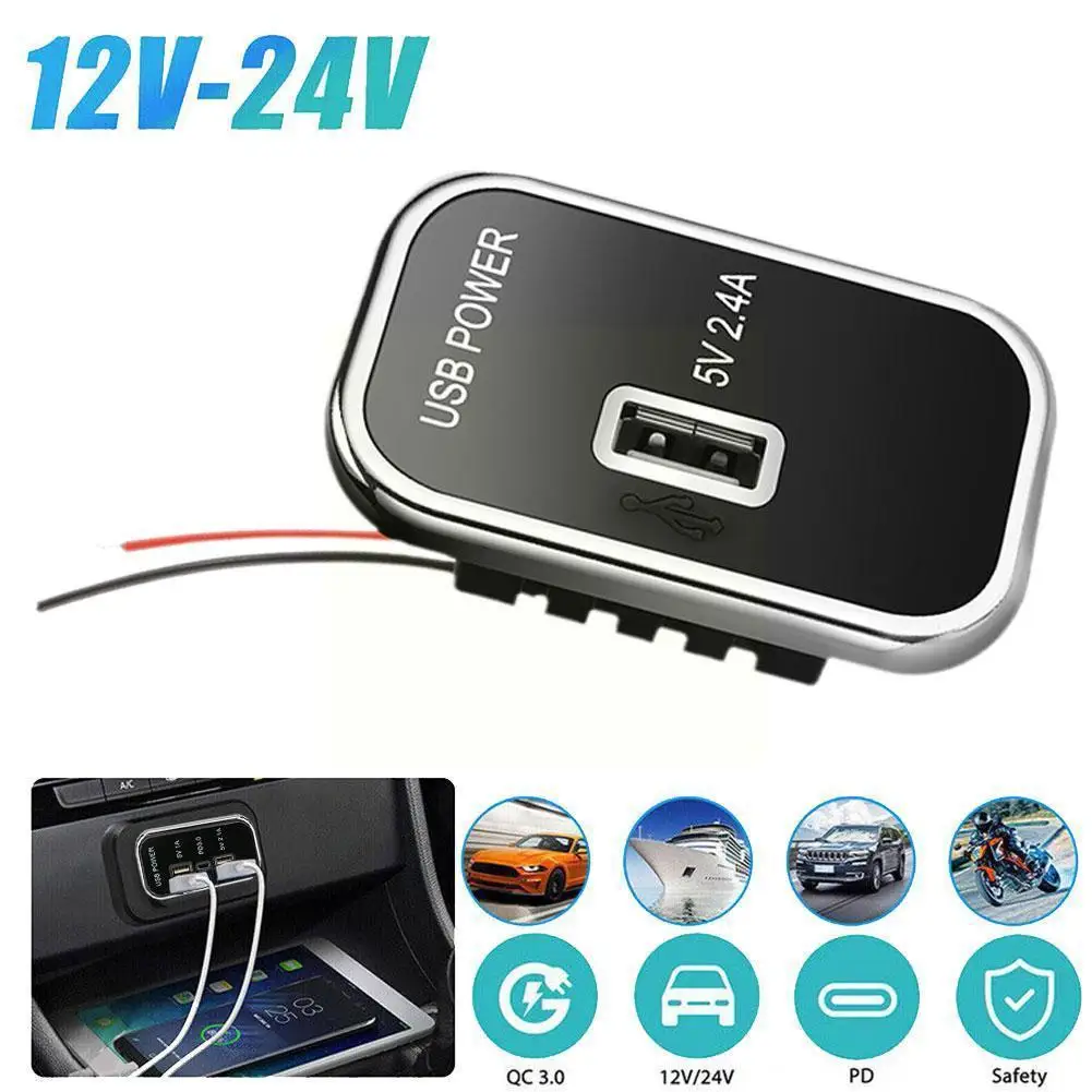 

Автомобильное зарядное устройство с 3 портами 18 Вт PD Type-C 2,1 A 1A USB 12 В 24 В для мотоцикла Авто грузовика вездехода лодки RV автобуса адаптер питан...