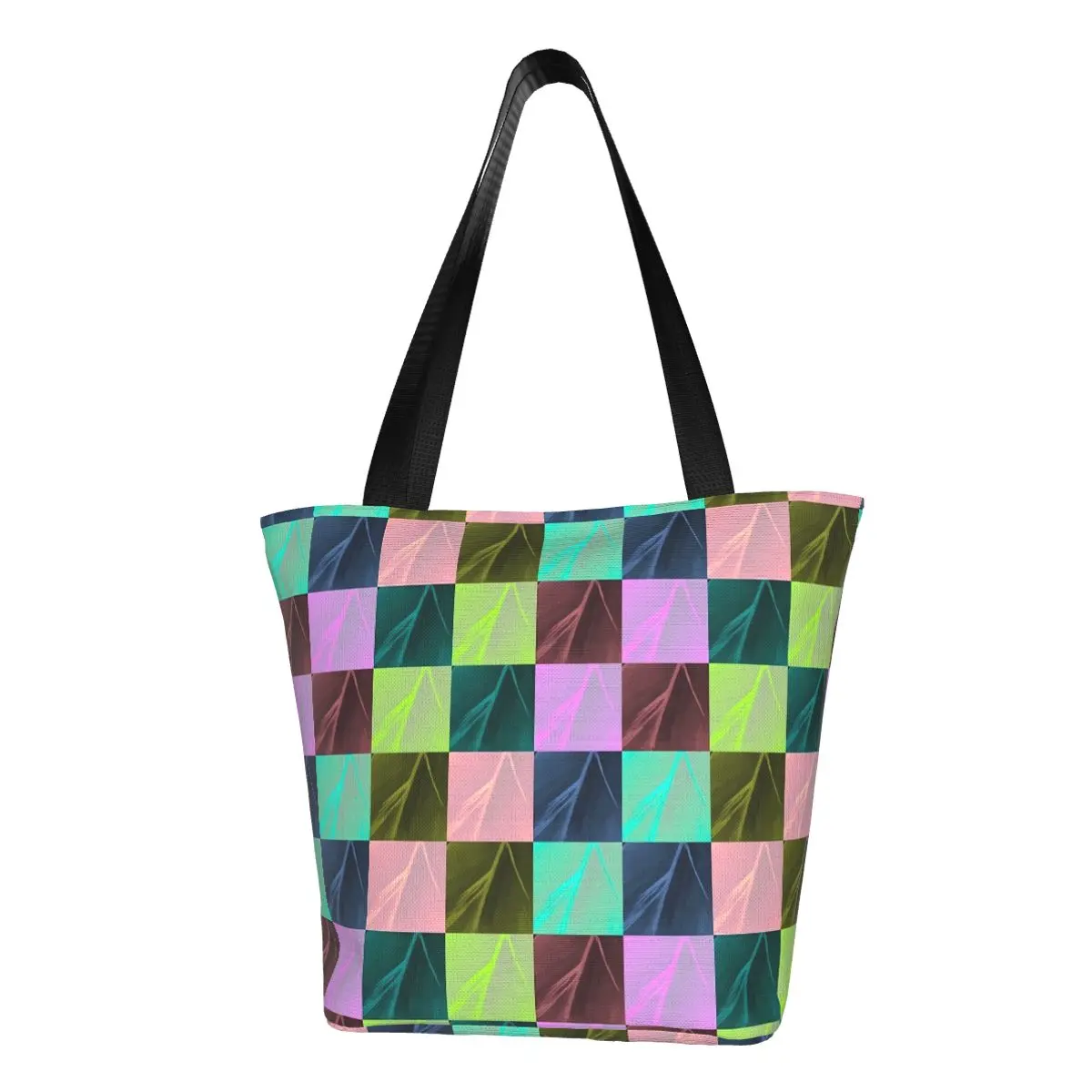 

Colorful Colorblock Shopper Bag Checkerboard Handbags Women Graphic Tote Bag Reusable Cloth School Beach Bag