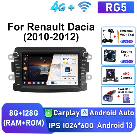 4G Android 13, стерео автомобильное радио, мультимедиа для Renault Dacia Duster Logan Sandero Lodgy Lada Xray Captur Dokker CarPlay, авто GPS