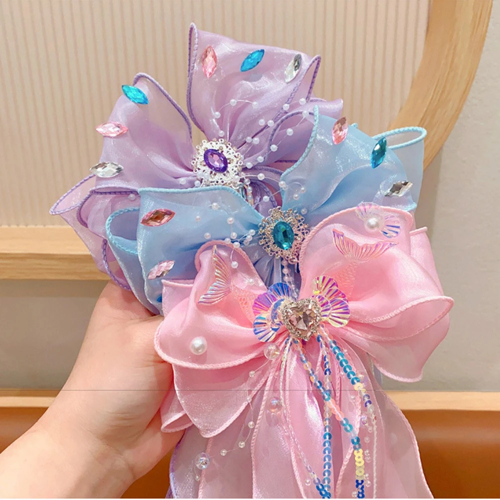 Заколка для волос с кисточками и бантом девочек милые плетеные зажимы в стиле