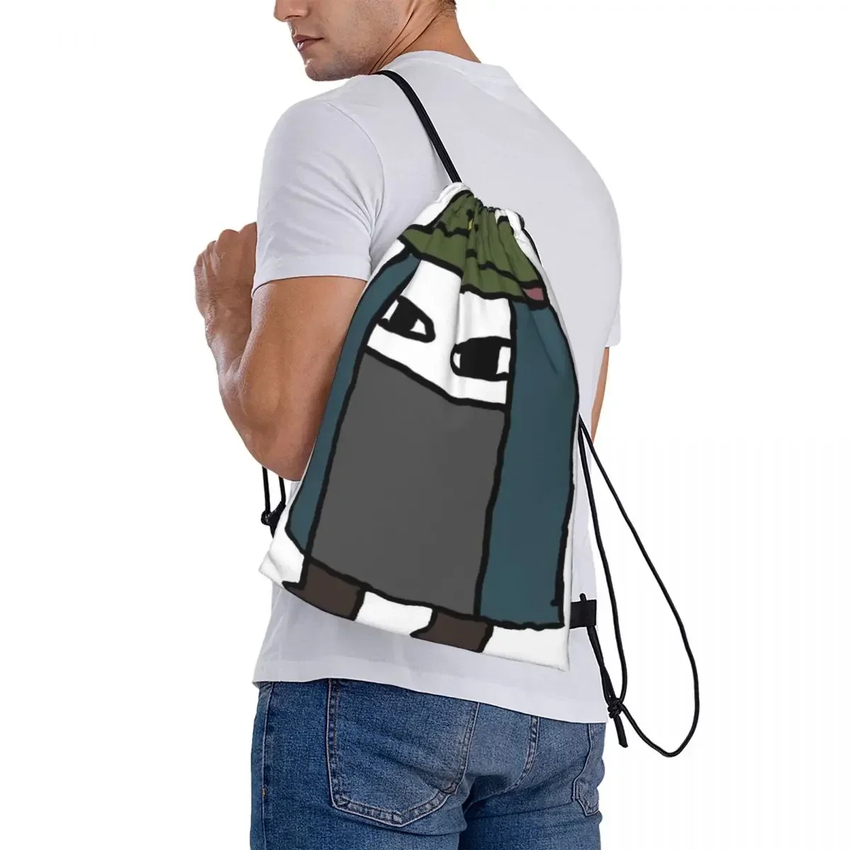 Рюкзак на шнурке для мужчин и женщин корейский стиль плохо тянущийся как Корк