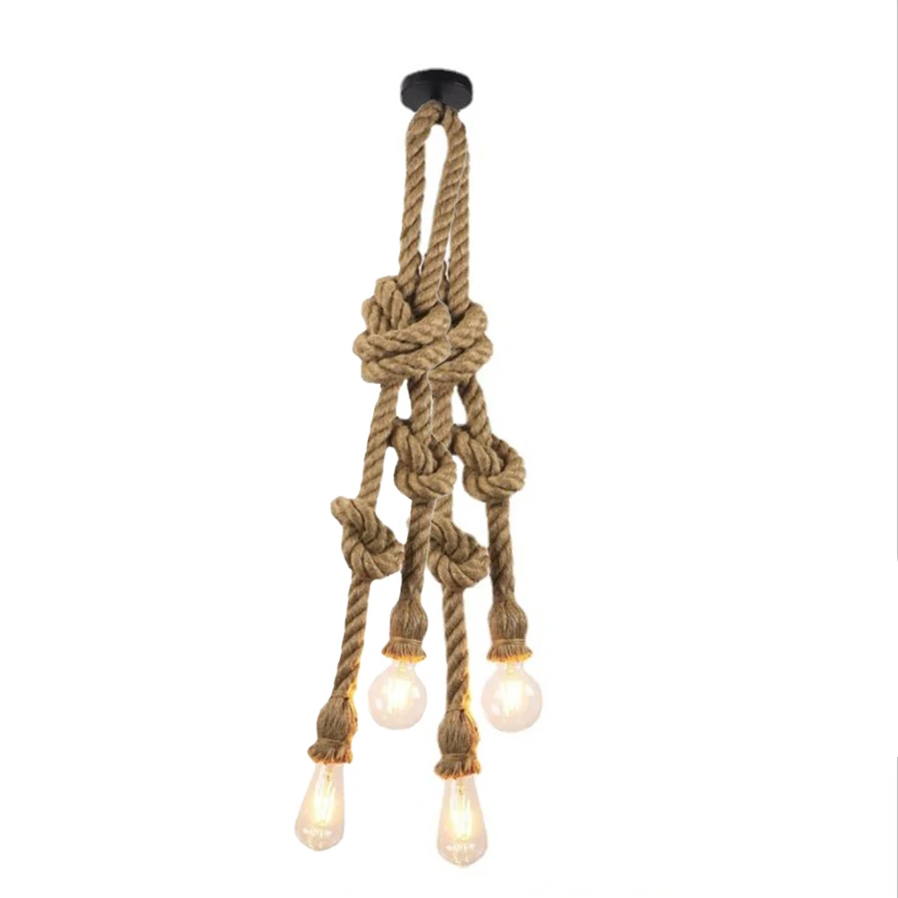 

1m 4 Head LED Industrial Chandelier Retro Hemp Rope Ceiling Lamp (without Light High Quality Material Durable And Practical