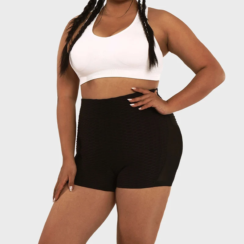 LUOYIYANG Plus Size Women's Honeycomb Knit Shorts Push Up Gym Booty Lifting Sports Fitness Woman 2023 Black Yoga Clothing L-4XL