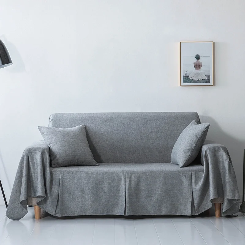 

Simple solid color full cover thick sofa towel