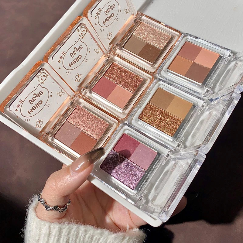 Палетка теней для век с молочным чаем профессиональный хайлайтер мерцающие