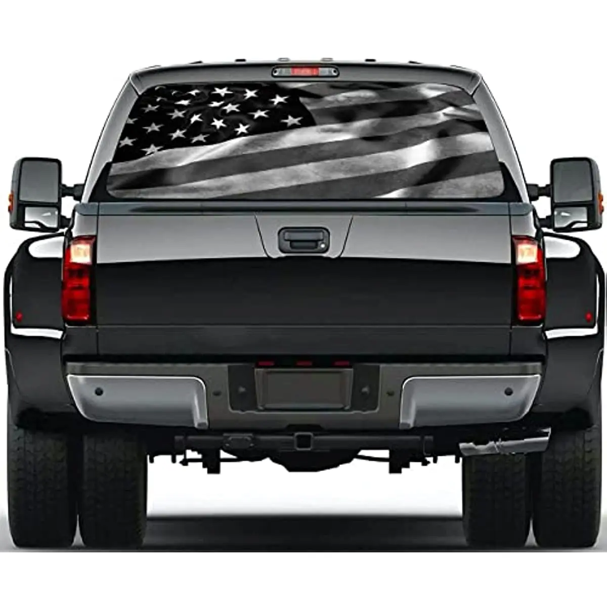 

Truck Decals American Flag Window Decal Black & White, Patriotic Decals for Trucks Back Window, Automotive Decals and Graphics S