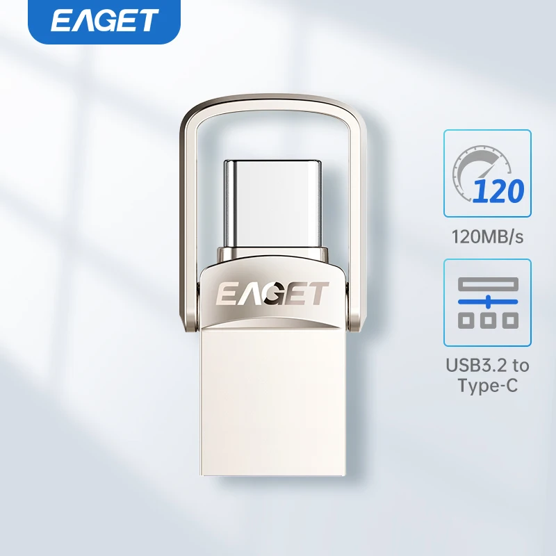 Флэш-накопитель Eaget USB 3.2 2-в-1 Mini И Type C 32 ГБ 64 128 Портативный Накопитель Для ПК