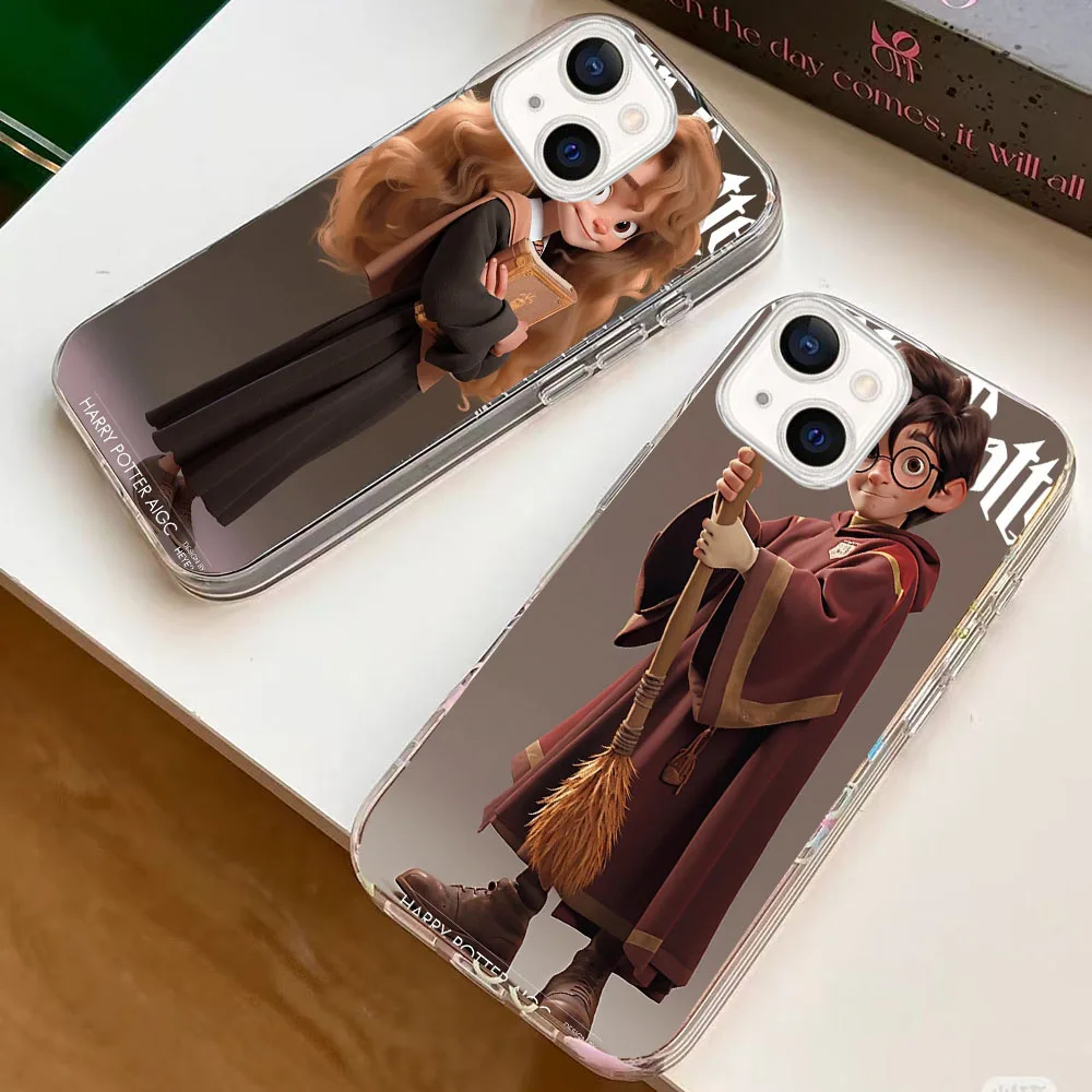 WBA-13 USArt Potters Wand Transparent Silicone Case For iPhone X 13 14 15 16 Mini Pro Plus Max