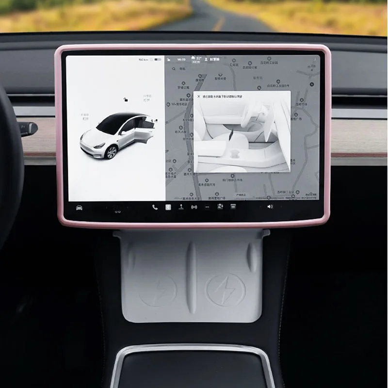 

Силиконовая защитная накладка для Tesla Model 3 Y, центральное управление, защитная рамка для экрана навигации, Черный Розовый Белый Серый