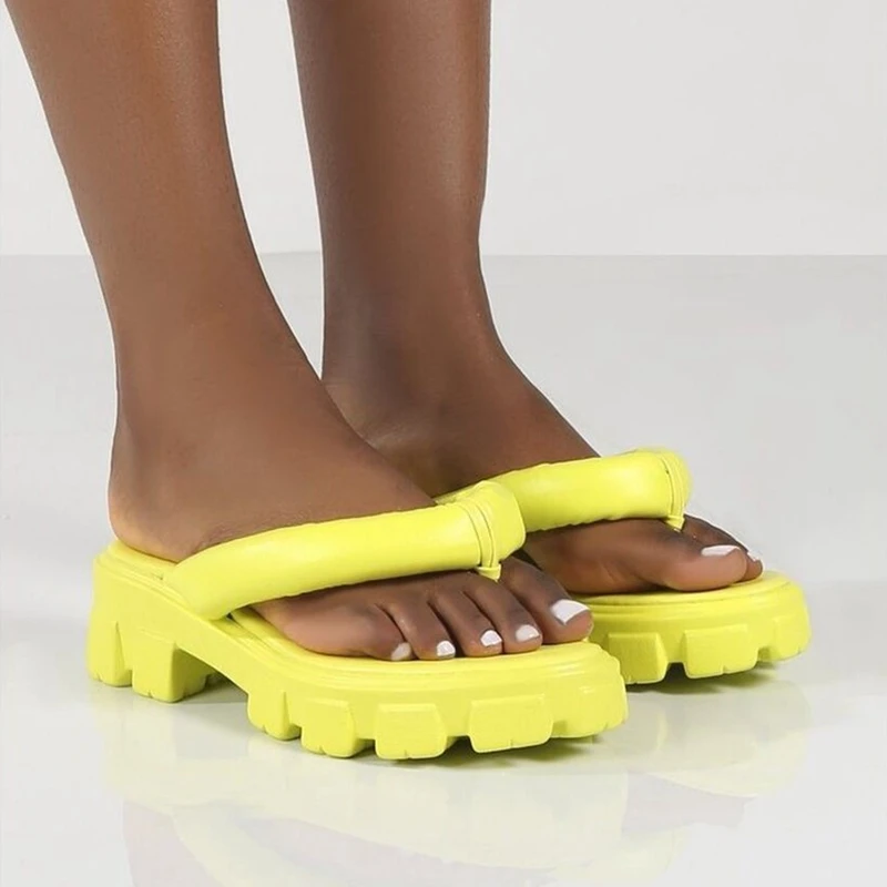 2023 New Solid Color Slippers Fashion Design Ladies Flip-Flops Ladies Thick Bottom Summer Beach Shoes Open Toe Ladies Slippers