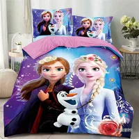 Disney Cartoon Duvet Cover Sets Sheet Bedding Set Frozen Elsa Rapunzel Princess Girls Single Twin Bedlinen For 0.9-1.2m Bed Gift