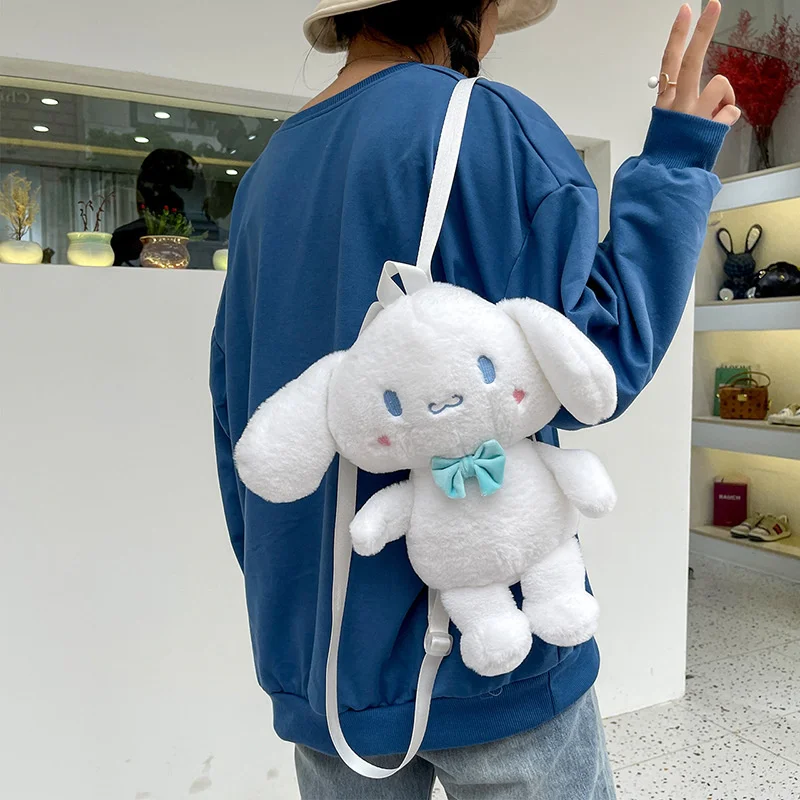 

Women Cartoon cute white dog plush bag 2023 new personality girl heart shoulder messenger bag doll toy bag