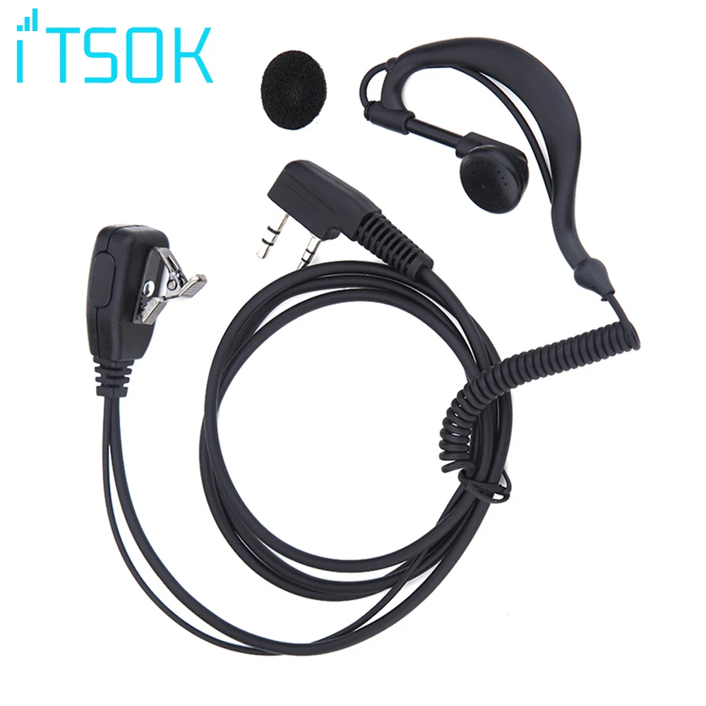 2 контакта PTT MIC гарнитура наушники изогнутый наушник для Kenwood TYT Baofeng UV-5R BF-888S CB