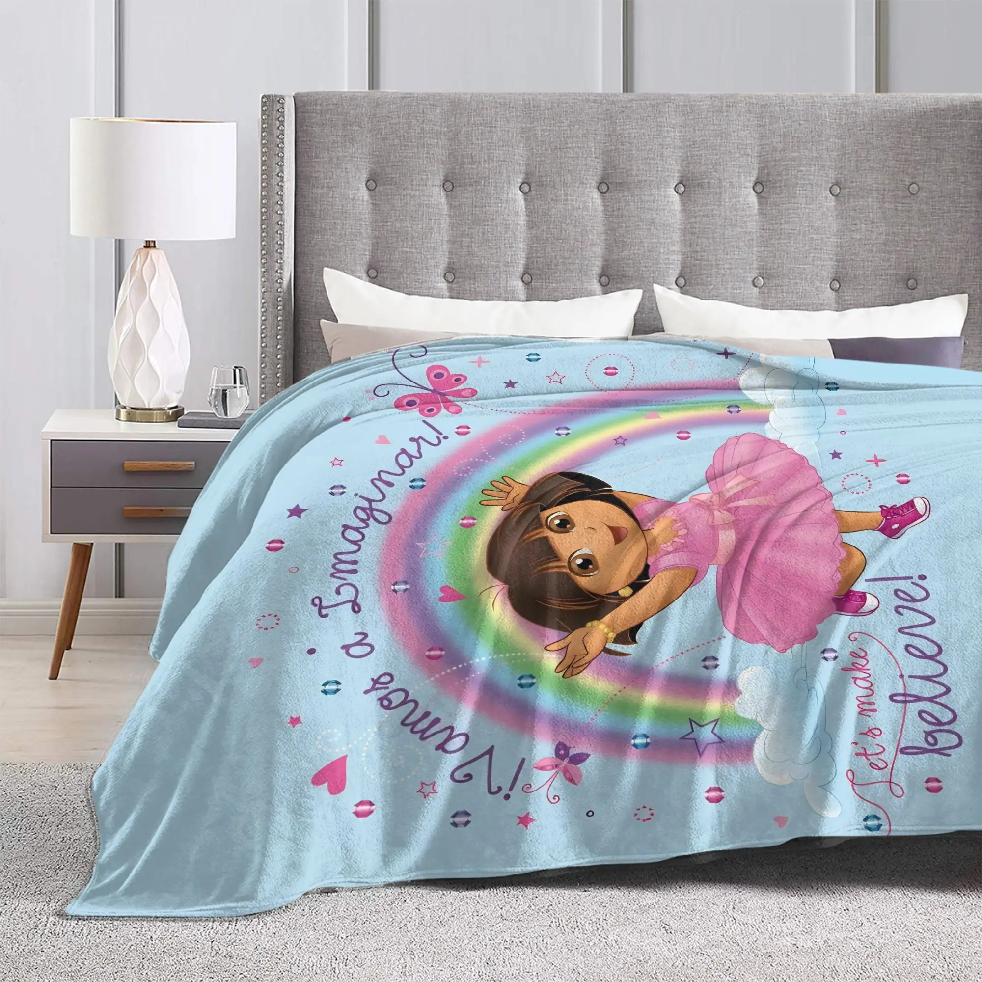 Фото Теплое одеялоДетское декоративное одеяло с рисунком D-Dora The E-Explorer Adventure, удобное одеяло для улицы, дивана-кровати №3
