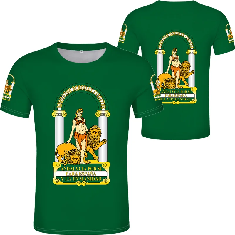 

Andalusia Spain Flag Graphic T Shirts for Men 3D Spanish Emblem Print Tee Shirt Malaga Granada Totem Tshirt Womens Clothing Tops