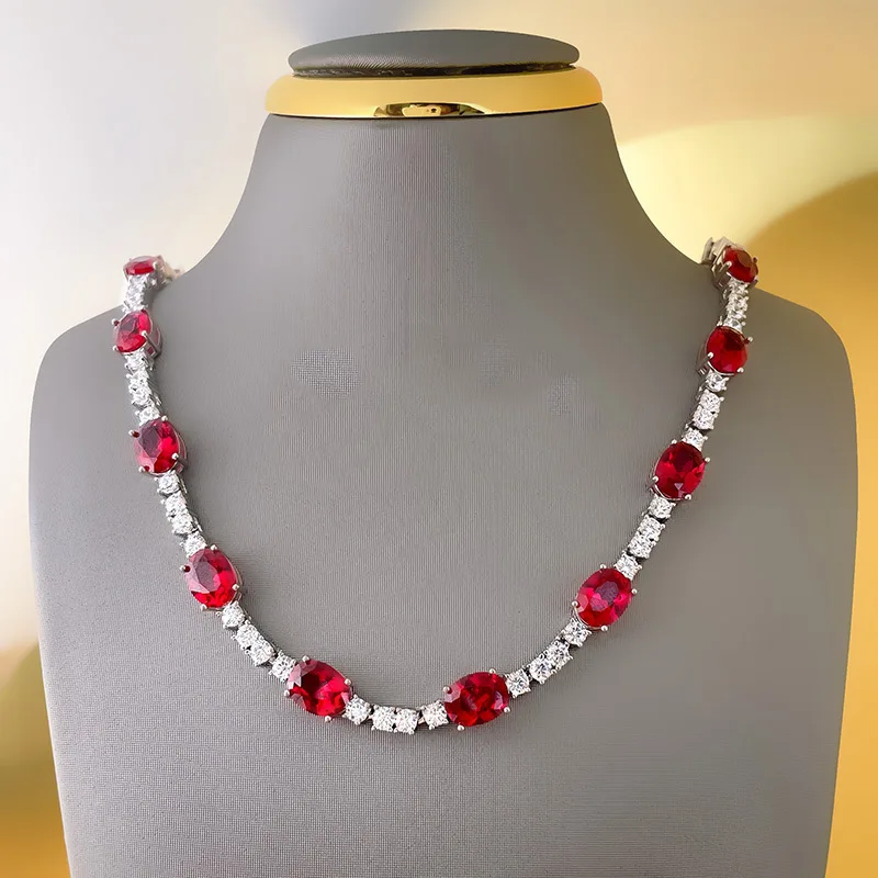 

WPB оригинальный дизайн женское ожерелье имитация рубина овальное ожерелье женское блестящее циркониевое роскошное ювелирное изделие для девушек банкет женское искусственное ожерелье