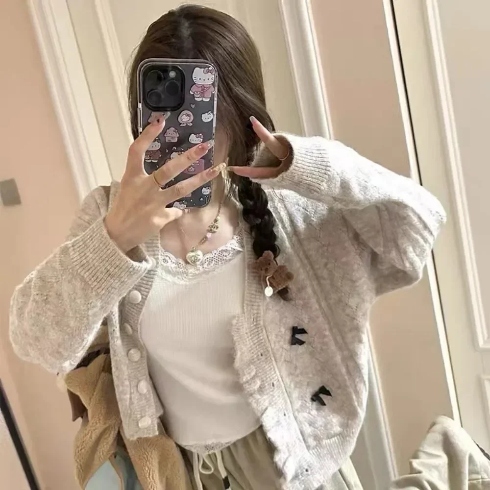 Милый Свитер В Молочном Стиле И Повседневный Комплект Брюк Женский Полный Из