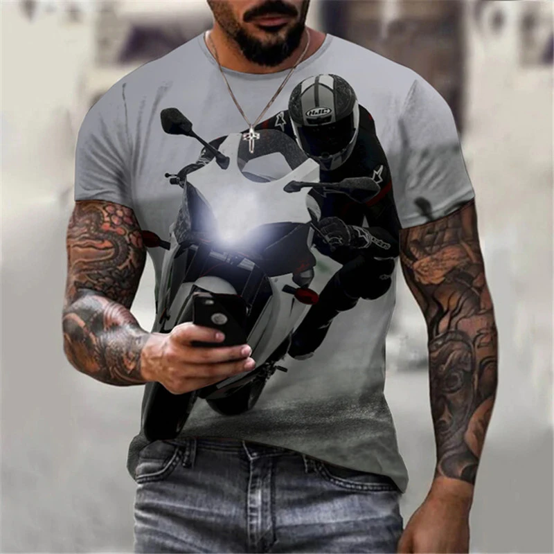 

Футболка мужская оверсайз с круглым вырезом, тенниска с 3D-принтом, крутая повседневная спортивная модная майка с коротким рукавом для езды ...