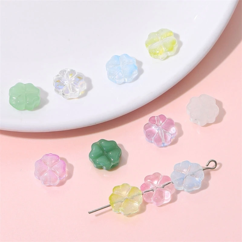 20 шт. разноцветные стеклянные глазурные клеверы очаровательные плоские