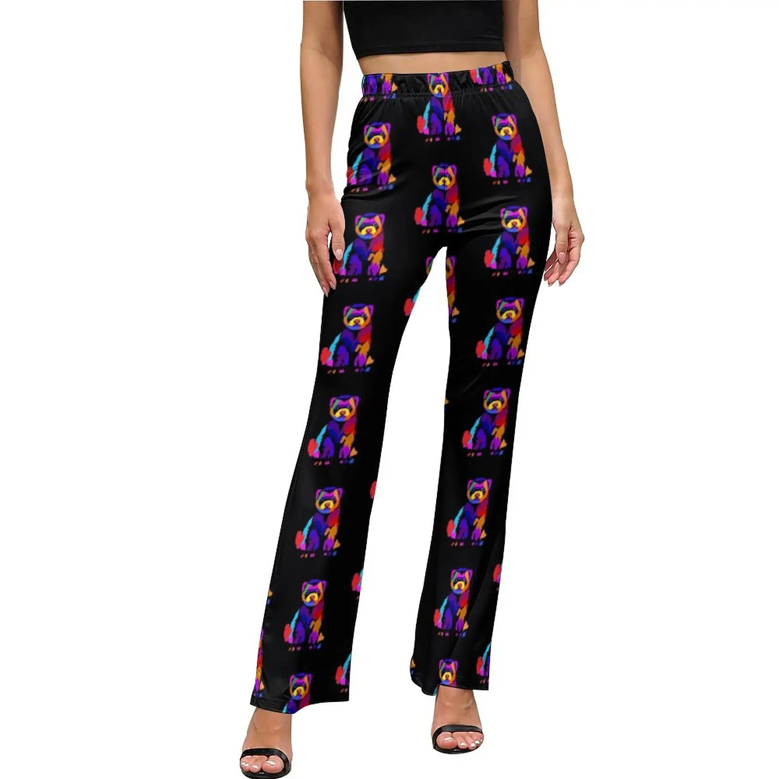 

Pop Art Ferret Pants Mammal Animal Elastic High Waist Sexy Flare Trousers Summer Custom Korean Fashion Pants Birthday Gift