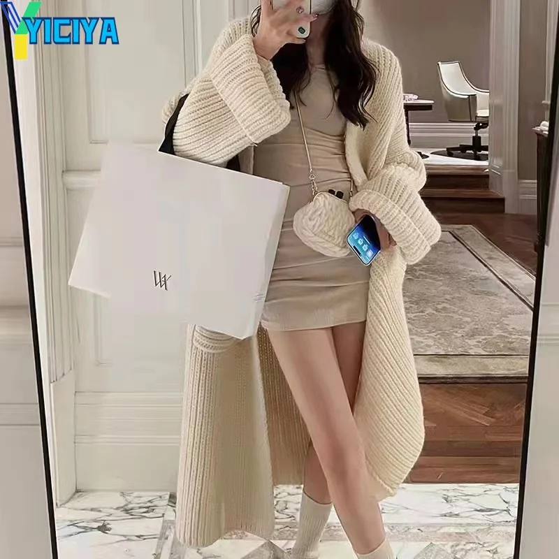

YICIYA New Women's Sweaters Autumn Winter Vintage Fashionable Bat Sleeve Cardigan Female Warm Wild Knitwear Tops Y2k Clothes