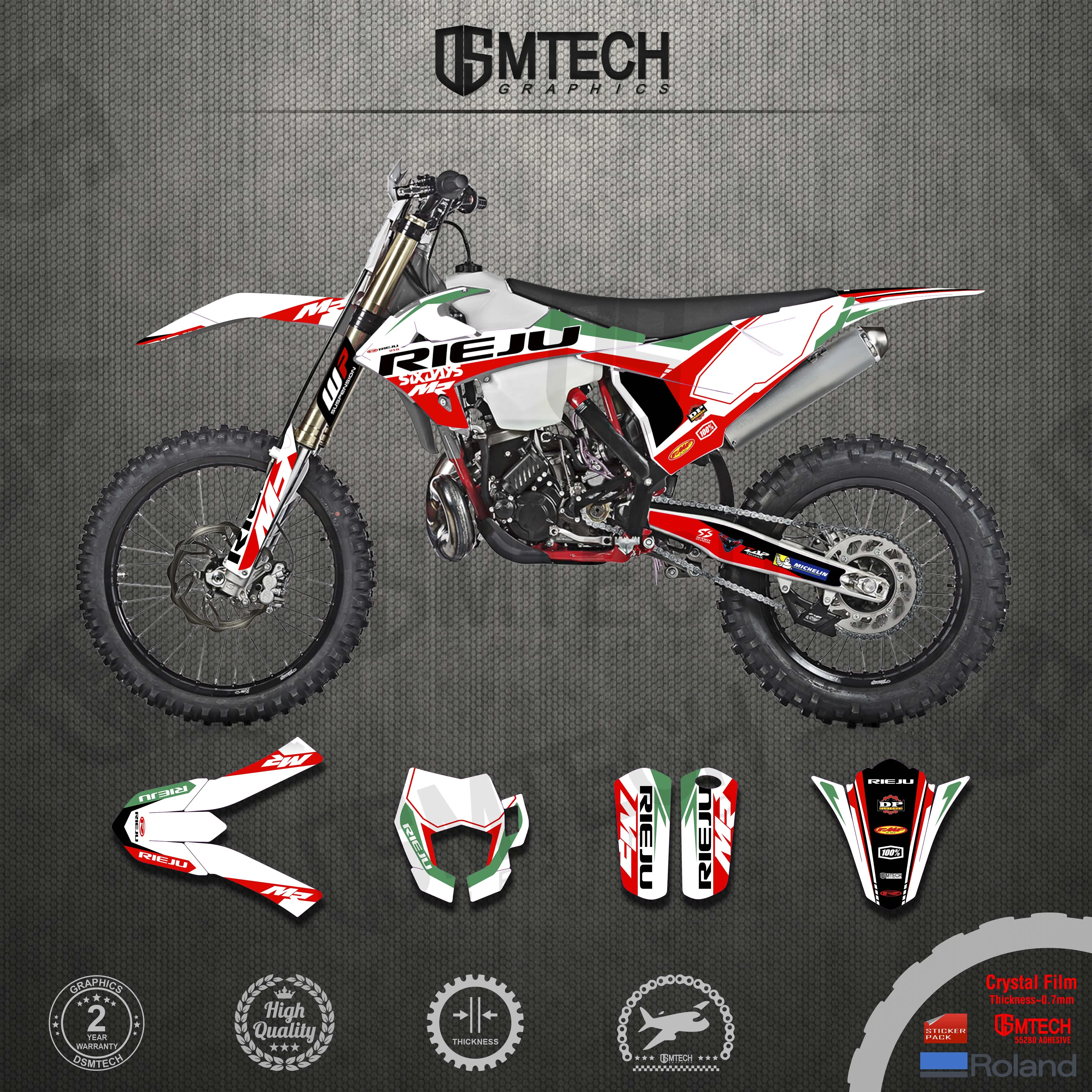 DSMTECH Motorcycle for Custom Team Graphics Backgrounds Decals Stickers Kit For Rieju MR MR Pro 300 2020 2021 Decals Stickers