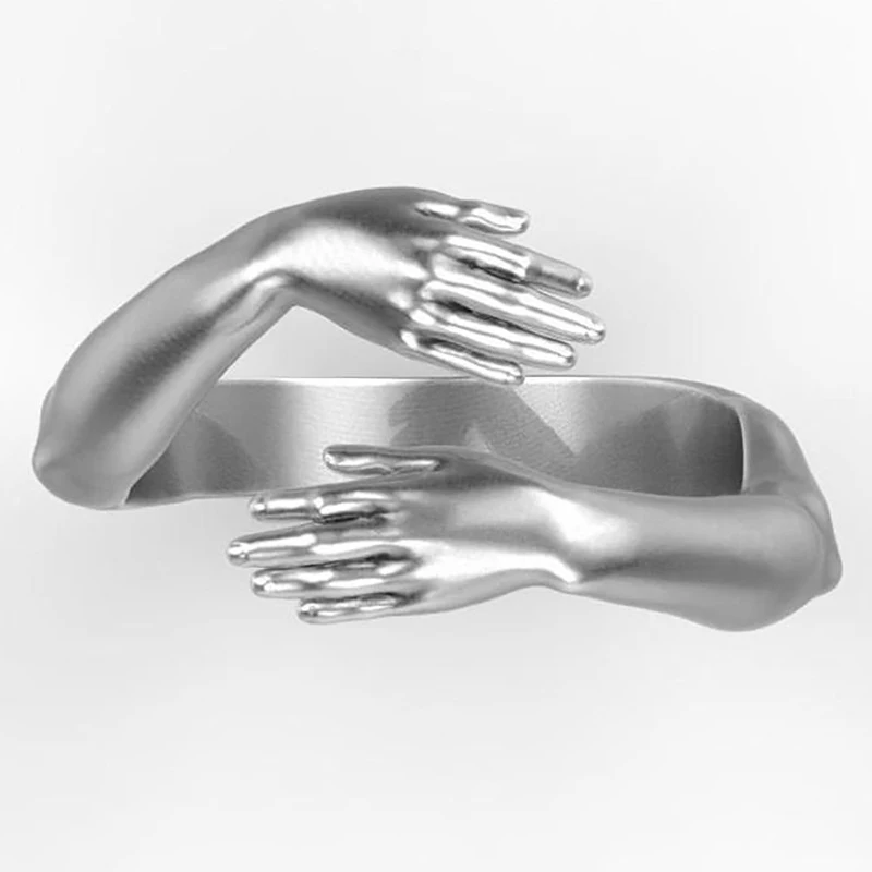 

2023 Love Hands Embrace Ring Opening Ring Adjustable Jewelry Gift Adjustable Hand Ring For Women Men Party Jewelry Gift
