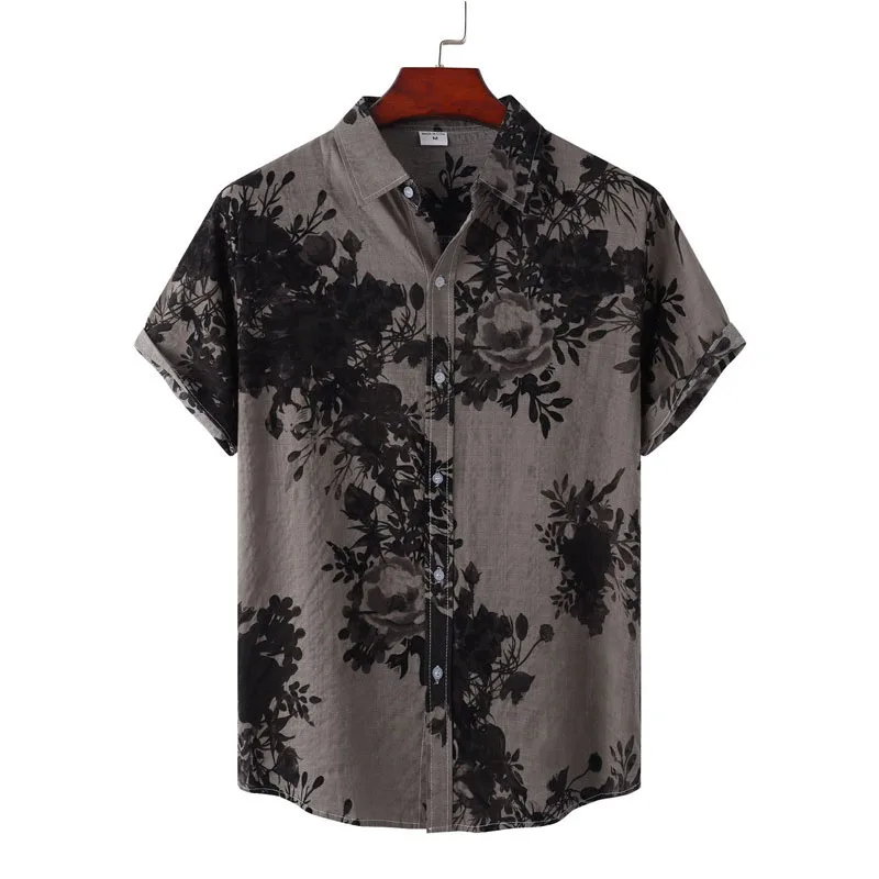 

Mens Vintage Splash Ink Print Hawaiian Shirt Short Sleeve Button Down Beach Shirts Casual Holiday Vacation Blouses Chemise Homme