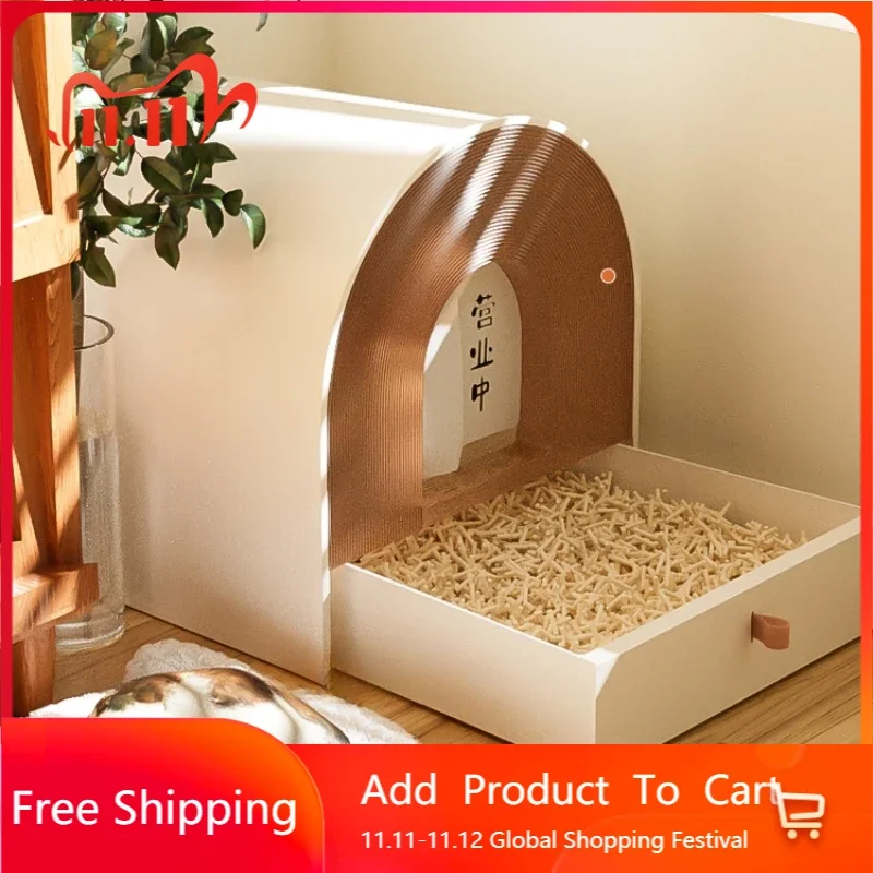 

Deodorization Tray Cat Bedpan Big Drawer Convenient Enclosed Cat Bedpan Toilet Sandbox Arenero Gatos Litter Box Furniture QF50CB