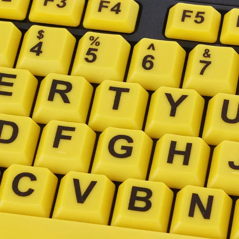 

Прямая оптовая продажа, USB Проводная клавиатура, большая черная клавиатура с буквенным принтом и желтой кнопкой для пожилых людей и с низким...