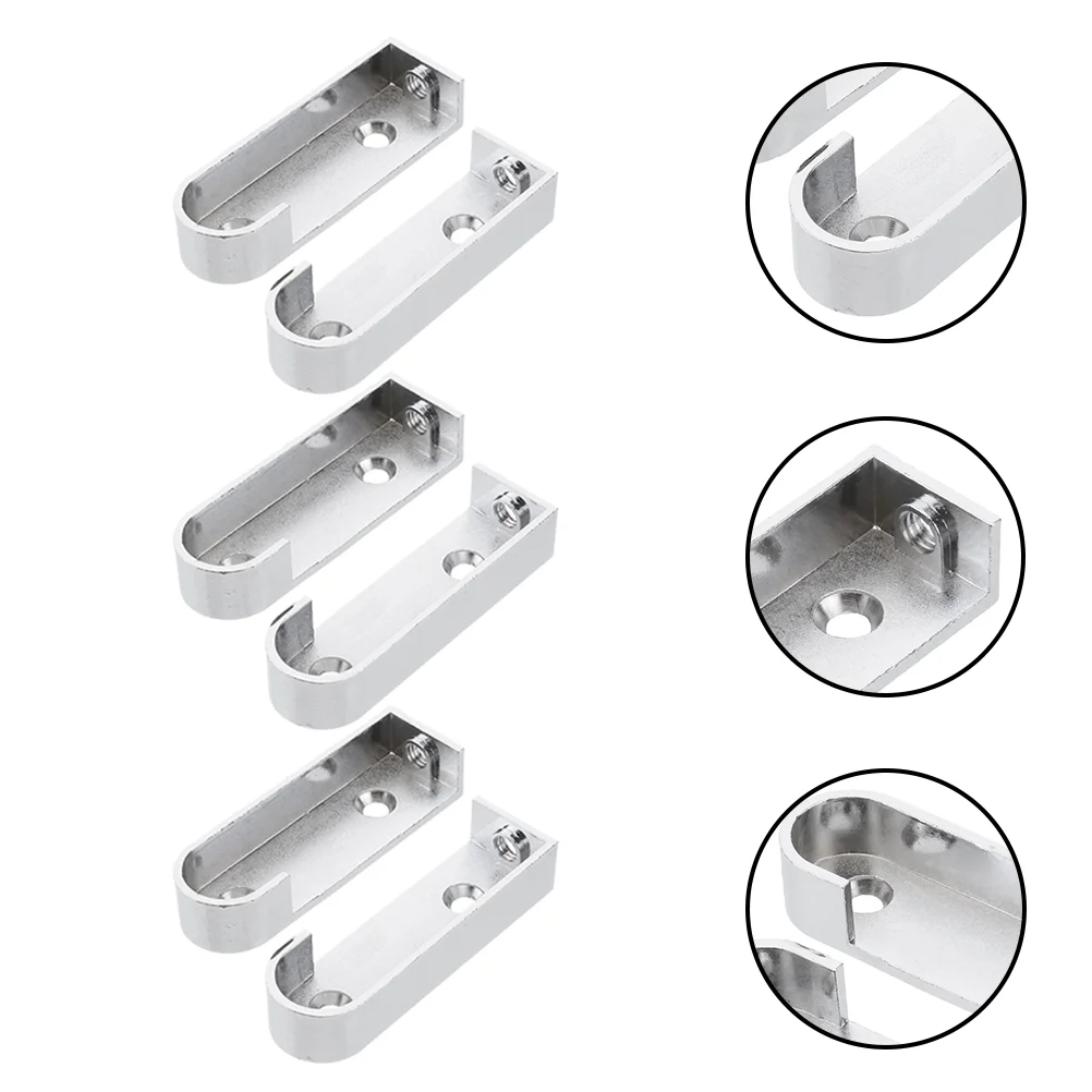 

6pcs Shower Rod Socket Closet Rod Socket Clothes Rail Holder Wall Curtain Rod Brackets Open Type Socket Bracket