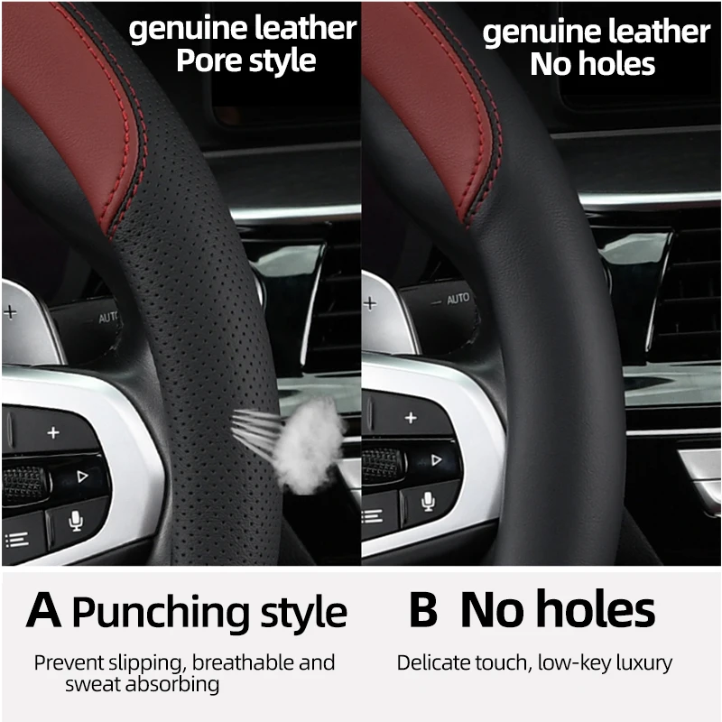 Для BMW E92 Ультратонкий чехол на руль Автомобильный дышащий из натуральной кожи