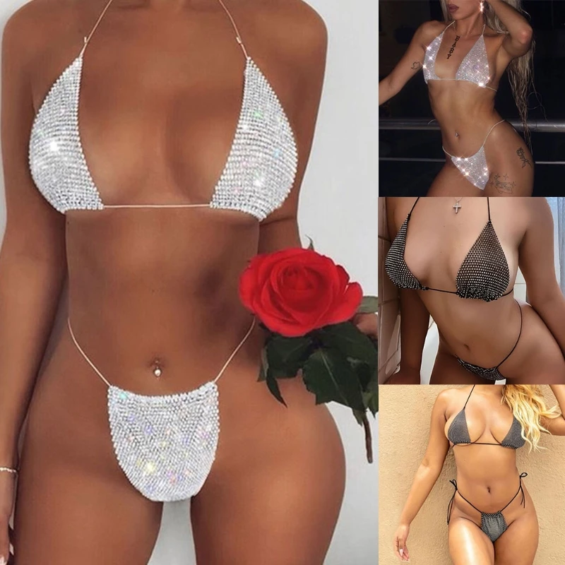 

Комплект женского бикини из бюстгальтера и трусиков, с блестками