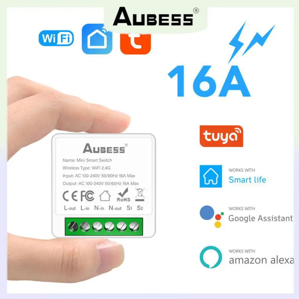

Умный мини-выключатель Tuya с Wi-Fi, 10 А, 16 А