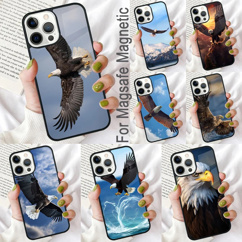 Магнитный мягкий чехол для телефона King Of Birds Eagle Для iPhone 16 Promax 15 Pro 13 14 Plus 11 12 Mini MagSafe
